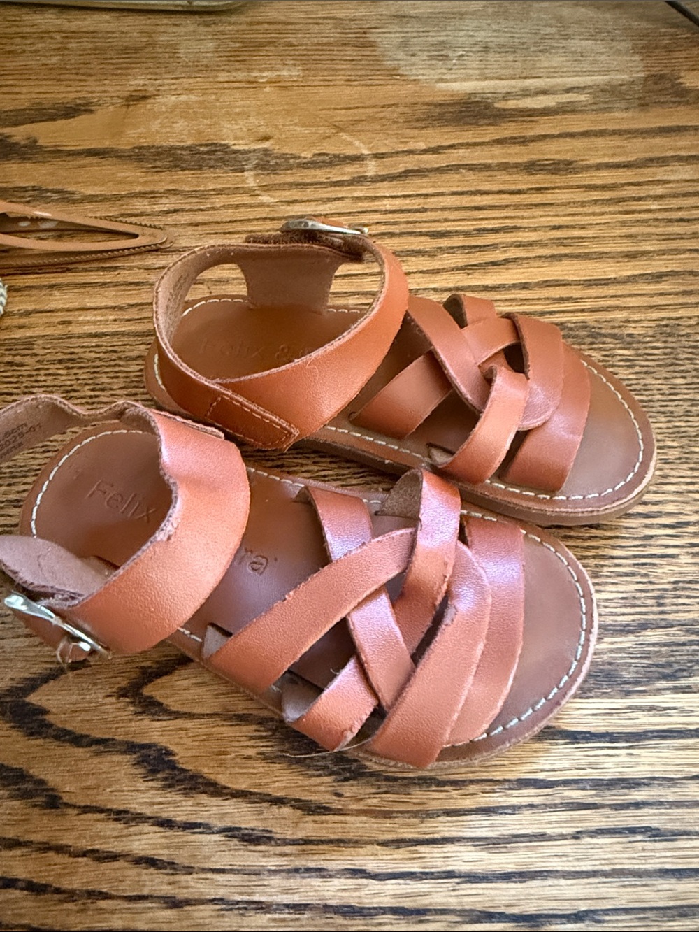 Kids Tan Leather Strappy Sandals